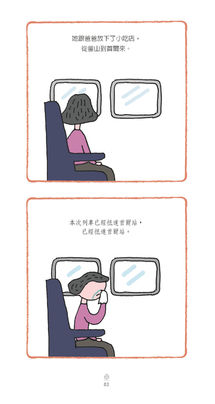 她跟爸爸放下小吃店，從釜山到首爾來。